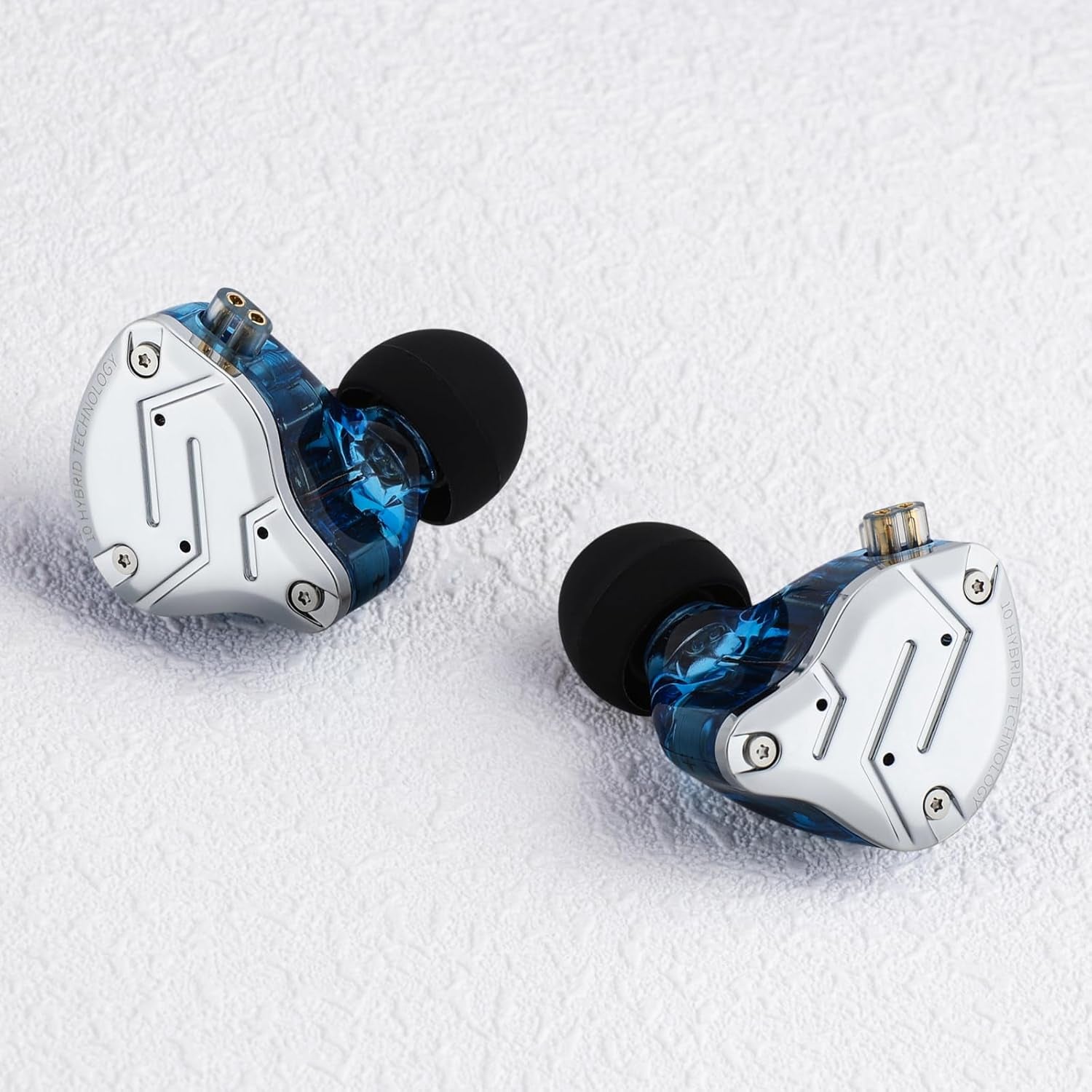 KZ ZS10 Pro 4BA+1DD 5 Driver In-Ear Hifi Metal Earphones with Stainless Steel Faceplate, 2 Pin Detachable Cable (Without Mic, Blue)